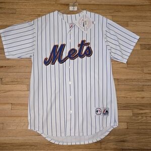NWT Vintage Buttonup Pinstripe Majestic New York Mets Jersey